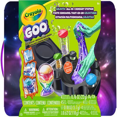 Crayola Goo All-in-1 Sensory Station, Galactic Slime Making Kit for Kids, Less Mess, DIY Arts & Crafts Set, Gifts for Kids, Ages 6+