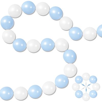 100PCS Blue and White Link Balloons, Baby Light Blue White Linking Balloons with Tail for Making Balloon Wall Arch and Chains, Quick Balloon for Wedding Birthday Baby Shower Party Decorations (6inch)