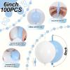100PCS Blue and White Link Balloons, Baby Light Blue White Linking Balloons with Tail for Making Balloon Wall Arch and Chains, Quick Balloon for Wedding Birthday Baby Shower Party Decorations (6inch) view 2