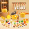 60Pcs Kids Mini Play Kitchen Accessories, Pretend Cooking Play Set with Cookware, Tableware & Fruit & BBQ Sets, Learning Gift for Boys, Girls, Toddlers,Yellow view 3