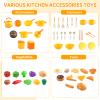 60Pcs Kids Mini Play Kitchen Accessories, Pretend Cooking Play Set with Cookware, Tableware & Fruit & BBQ Sets, Learning Gift for Boys, Girls, Toddlers,Yellow view 4