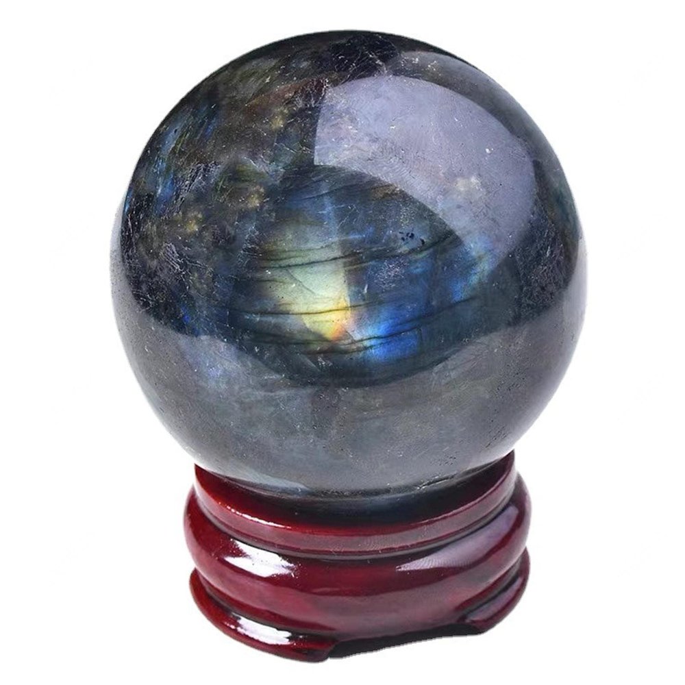 Crystal Gemstone Ball Figures with Stand, Crystal Ball Fortune Telling Ball for Feng Shui, Scrying and Decoration,Crystal ball-8cm