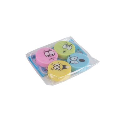 12pcs Cartoon Eraser Set, Colorful Expression Face Design, School Supplies (Pink,Green,Blue,Yellow, Color)