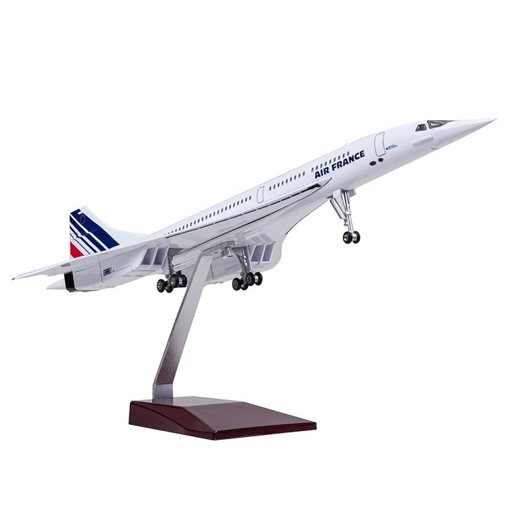 Concorde Model Airplane by Air France - 19.7 Inch with Lights and Rolling Wheels, Detailed Static Display for Home/Office Decor, Ideal Gift Aviation Enthusiasts(Normal)