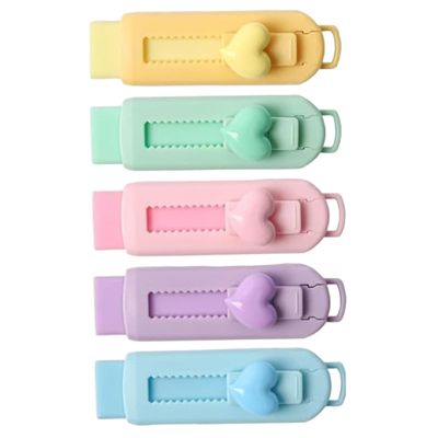 5Pcs Retractable Erasers, Cute Sliding Retractable Pencil Erasers with Heart Design for School, Office and Home Eraser Aesthetic Cute