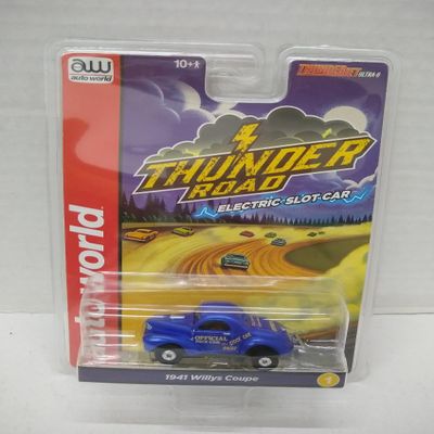 Auto World SC416-1B Thunder Road 1941 Willys Coupe HO Scale Electric Slot Car - Blue