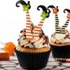 12pcs/Set Halloween Witch Feet Cake Toppers Witches Legs Cupcake Topper Birthday Party Decoration Halloween Props view 3