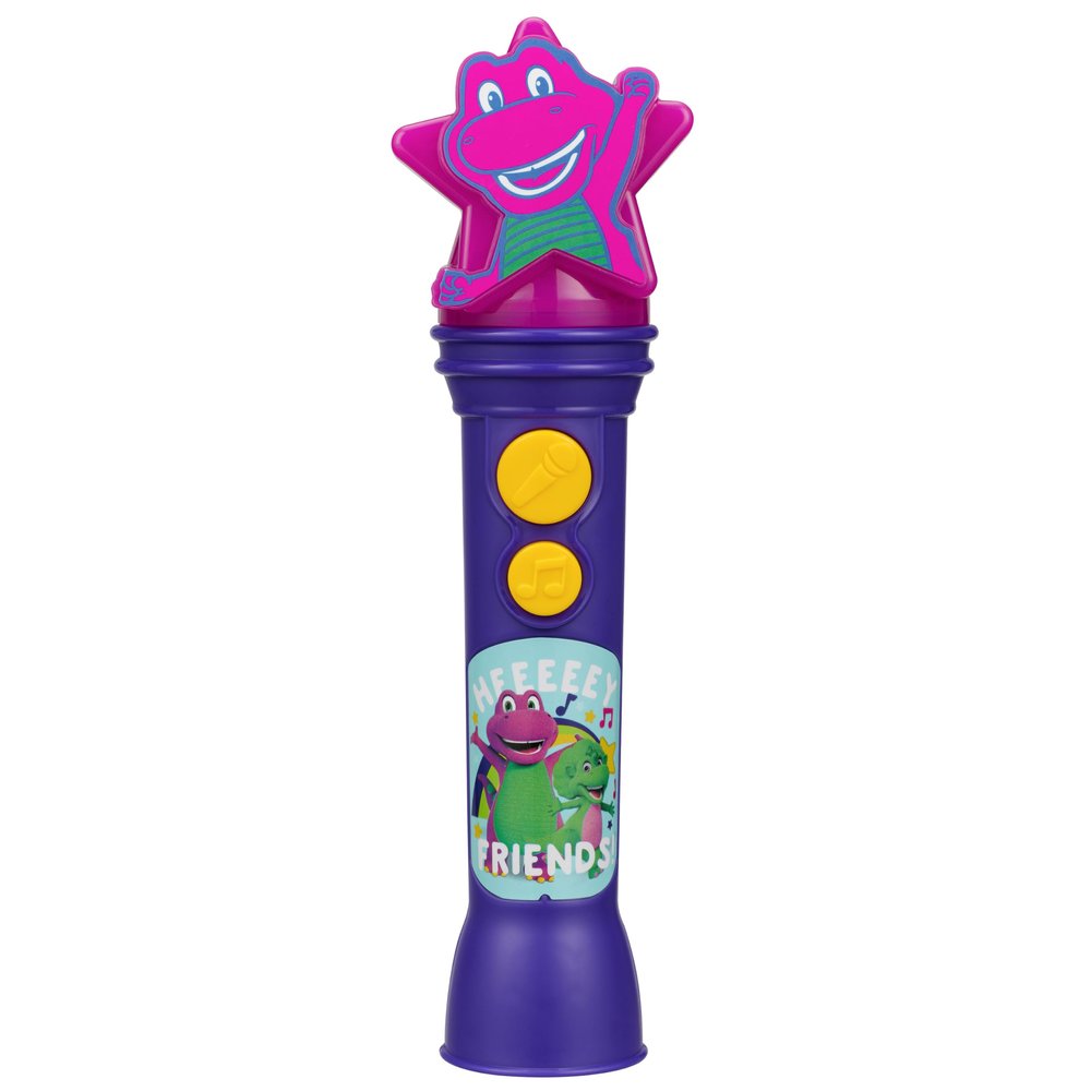 eKids Barney Microphone Toy for Toddlers, Includes Built-in Music and Lights, Designed for Fans of Barney Toys