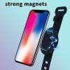 5pcs Universal Phone Mount Kit, Magnet Adjustable Stroller Phone Holder with Magnetic Sheets Gasket & Lanyard Hands-Free Smartphone Stand for Baby Stroller Shopping Cart (Black) view 3