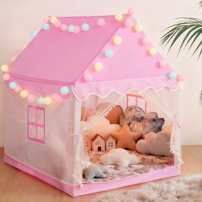 Kid Play Tents for Toddler & Children, Pink Tent with Windows, Children Play House for Indoor & Outdoor & Picnic, 41" L  39" W  50.4" H - Pink