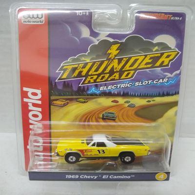 Auto World SC416-4B Thunder Road #13 1969 El Camino HO Scale Electric Slot Car - Yellow