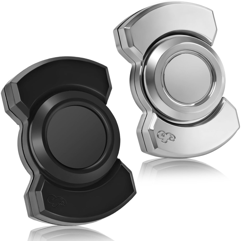 3-in-1 Fidget Spinner Toy for Adult Metal Slider Clicker Spinner Magnetic for Office Desk Toy Valentines Day Gifts for Him Stress Anxiety Relief ADHD Autism Magnet EDC Cool Gadget Gifts-Black+Silver