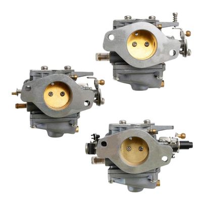 3Pcs Carburetor Compatible with 2 Stroke 60HP E60 Outboard Motor Models 1995-2000 6K5-14301-01 6K5-14301-02 6K5-14301-03