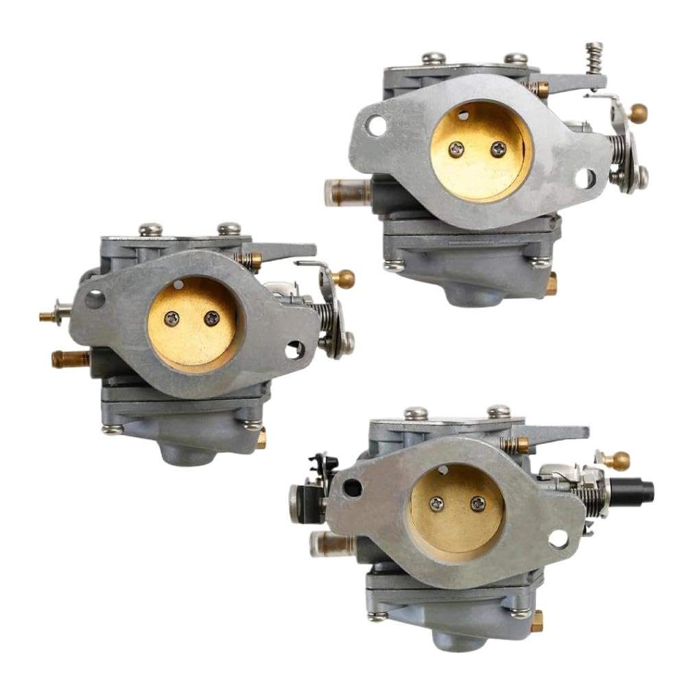 3Pcs Carburetor Compatible with 2 Stroke 60HP E60 Outboard Motor Models 1995-2000 6K5-14301-01 6K5-14301-02 6K5-14301-03