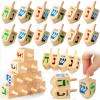 Libima 50 Pieces Hanukkah Wooden Dreidels Natural Wood Dreidels for Hanukkah Party Decorations Projects Crafts Family Party Supplies (2.7 Inch) view 1