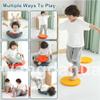 wangdahua Balance Scooter Board for Kids, 4-in-1 Sensory Wobble Board with 5 Balls, Toddler Scooter Boards with Handles, Plastic Rocker Balance Boards Physical Therapy Toys for Kids Age 3-9,Blue view 3