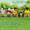 5 Anime Kill Demon-Themed Figures Building Set, 2IN1 Sitting&Standing Models Cute Popular Characters Slayer Micro Brick Head, Japanese Manga Merch Toy Decor Valentine's Day Gift for Fans(1140 Pcs) view 2