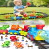 Train Set for Toddlers w/Steam, Music & Lights - Electric Train Toys for Kids w/Tracks Accessories, Including 3 Dinosaur Car and 3 Trailer, Christmas Birthday Gifts for 3 4 5 6+ Years Old Boys Girls. view 1