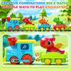 Train Set for Toddlers w/Steam, Music & Lights - Electric Train Toys for Kids w/Tracks Accessories, Including 3 Dinosaur Car and 3 Trailer, Christmas Birthday Gifts for 3 4 5 6+ Years Old Boys Girls. view 4