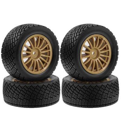 12mm Hex 1 10 Scale Flat Tyre Wheel Rims and Tires Set Compatible with 1 10 RC Buggy Cars Upgrade Parts Compatible with 12mm Hex Hub Models(4pcs Brown)