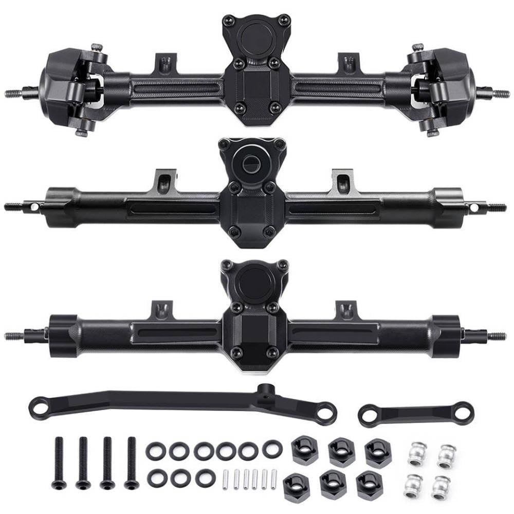 6x6 Aluminum Front Rear Portal Axles Middle Axle Upgrade Parts Compatible with 1 24 Scale RC Crawler Car Compatible with SCX24 Series Models(Front Middle Rear)