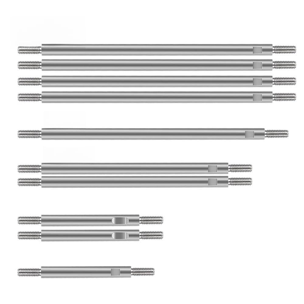 10Pcs Stainless Steel Link Rod Linkage 313mm 324mm Wheelbase Compatible with 1 10 Scale RC Crawler Car Upgrade Parts Compatible with Off Road Vehicle(324mm Wheelbase)