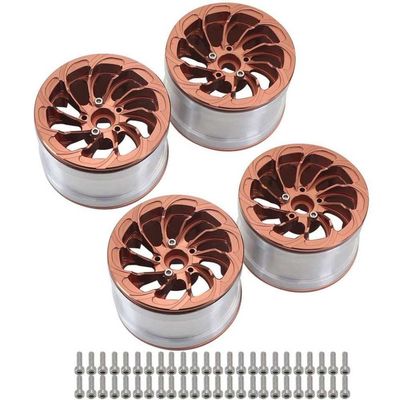 4pcs 2.2 Inch Metal Wheel Hub Tires Universal Fit Compatible with 1/8 1/10 Scale RC Crawler Car Traction Yk4082 Upgrade Parts Replacement Accessories(Coffee 4pcs)