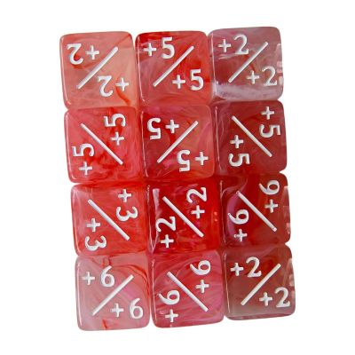 10 Pieces Counter Dice Counters Square Educational Addition and Subtraction Symbol Acrylic Math Teaching 6 Sided Number Dice, Red