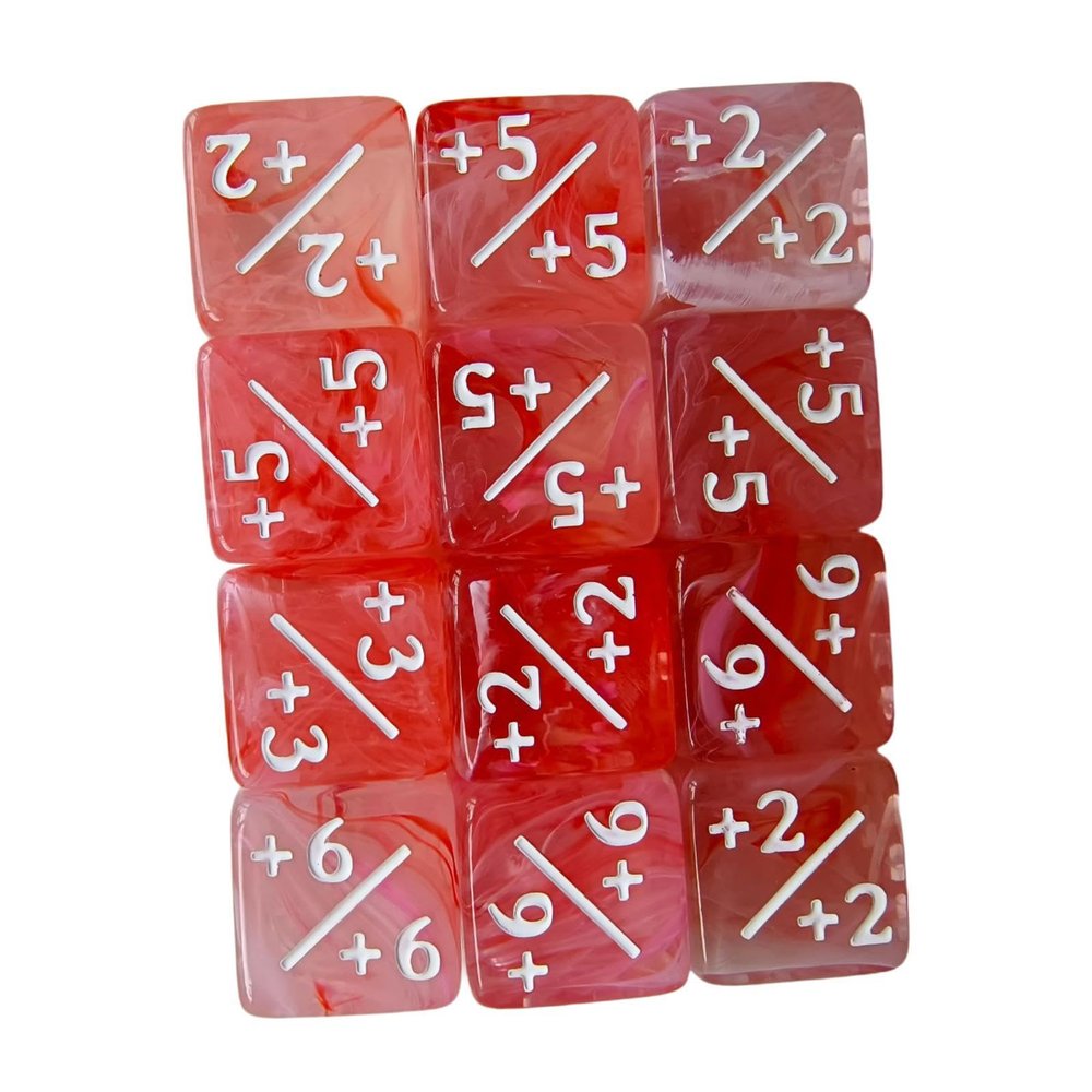 10 Pieces Counter Dice Counters Square Educational Addition and Subtraction Symbol Acrylic Math Teaching 6 Sided Number Dice, Red