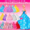 120Pcs Doll Clothes and Accessories, 5 Wedding Gowns 21 Dresses Including Evening Gowns, Fish Scale Skirts, Fashion Dresses, Swimsuits, Shoes, Hangers for Christmas Stocking Stuffers Girls Gift Age 3+ view 3