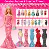 120Pcs Doll Clothes and Accessories, 5 Wedding Gowns 21 Dresses Including Evening Gowns, Fish Scale Skirts, Fashion Dresses, Swimsuits, Shoes, Hangers for Christmas Stocking Stuffers Girls Gift Age 3+ view 4