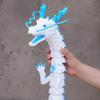 47.3inch Super Huge Large Dragon 3D Printed Dragon with Movable Mouth and Eyes,Flexible Realistic Articulated Animal Fidget Toys,Mystery Figurines Gifts,Executive Desk Dcor Collectible (White-Blue) view 3