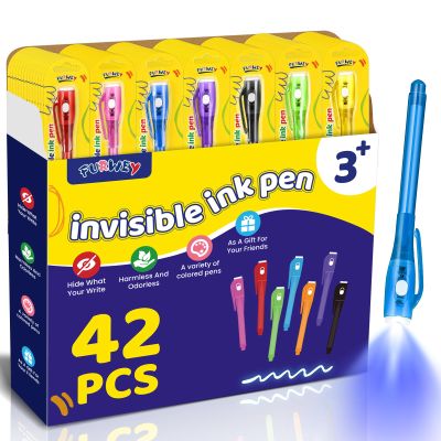 FURWEY Invisible Ink Pens,42 Pack UV Light,Secret Spy Pen,Party Favors
