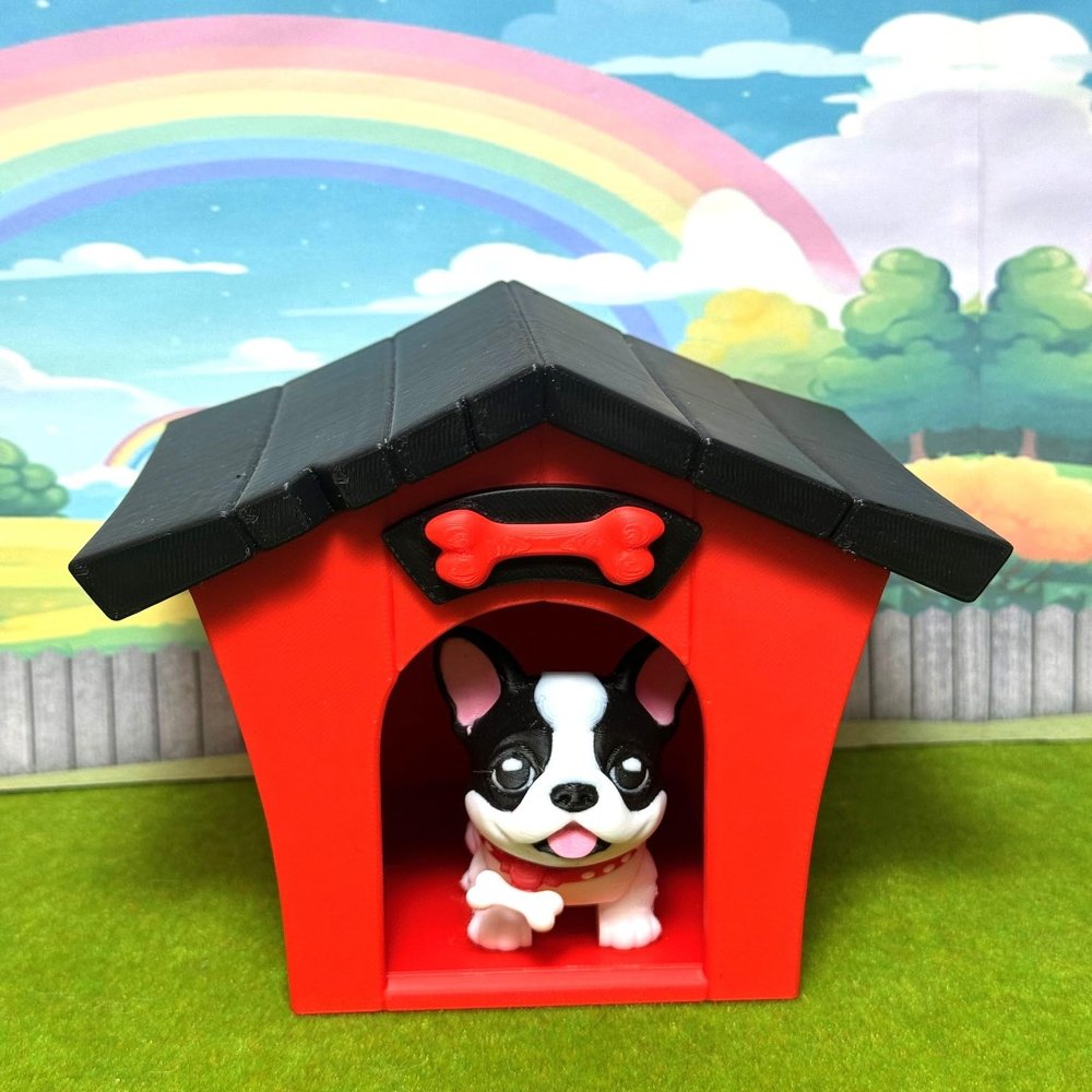 3D Printed Dog Model,Articulated French Bulldog Animal Toy, Movable Head and Joints, Home Office Decor, Fidget Toy for Autism/ADHD, Executive Desk Animals Toy AD-FB-RH
