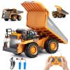 HuiJuKeJi Remote Control Dump Truck - 360 Rotating Metal Bed, 9-Channel RC Construction Toy for Indoor Outdoor Play, Rechargeable with Lights & Sounds, for Kids Ages 6+ view 1