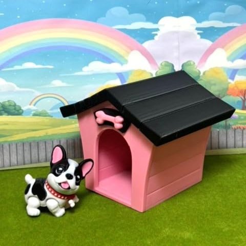 3D Printed Dog Model, Articulated French Bulldog Animal Toy with Doghouse, Movable Head and Joints, Home Office Decor, Fidget Toys for Autism/ADHD, Executive Desk Animals Toy - AD-FBD-PH