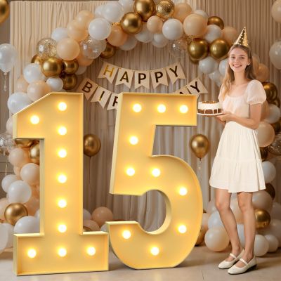 15 Light up Numbers 4 Feet Tall, 15 Marquee Numbers for Party, Numero 15 Decoracion para Quinceaera, 15th Birthday Decorations, Big 15 Sign with Light for Anniversary, Birthday Backdrop Decor