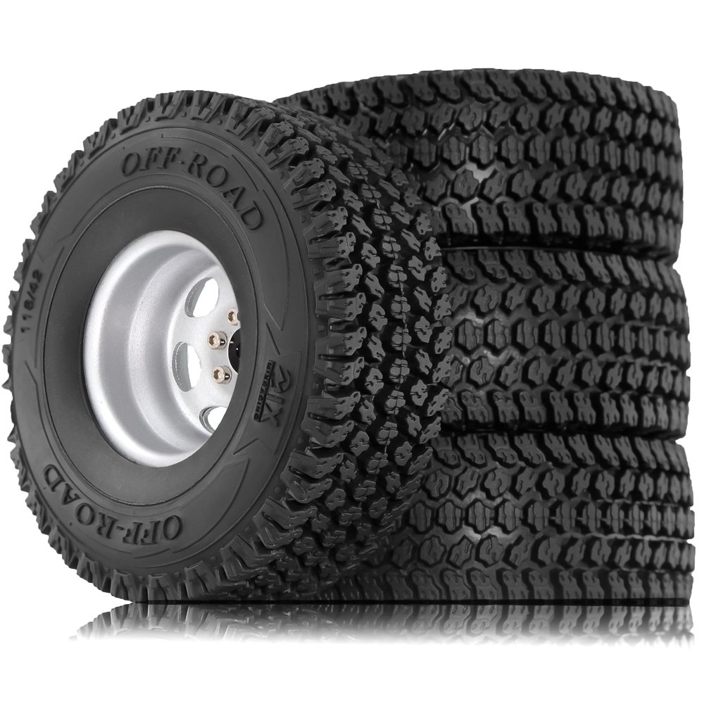 1.9-inch RC climbing cars negative-value elliptical aluminum alloy wheel rim lock tire set, 12mm HEX OD: 116MM Suitable for 1/10 RC Crawler cars, TRX-4 D90 SCX10 R343
