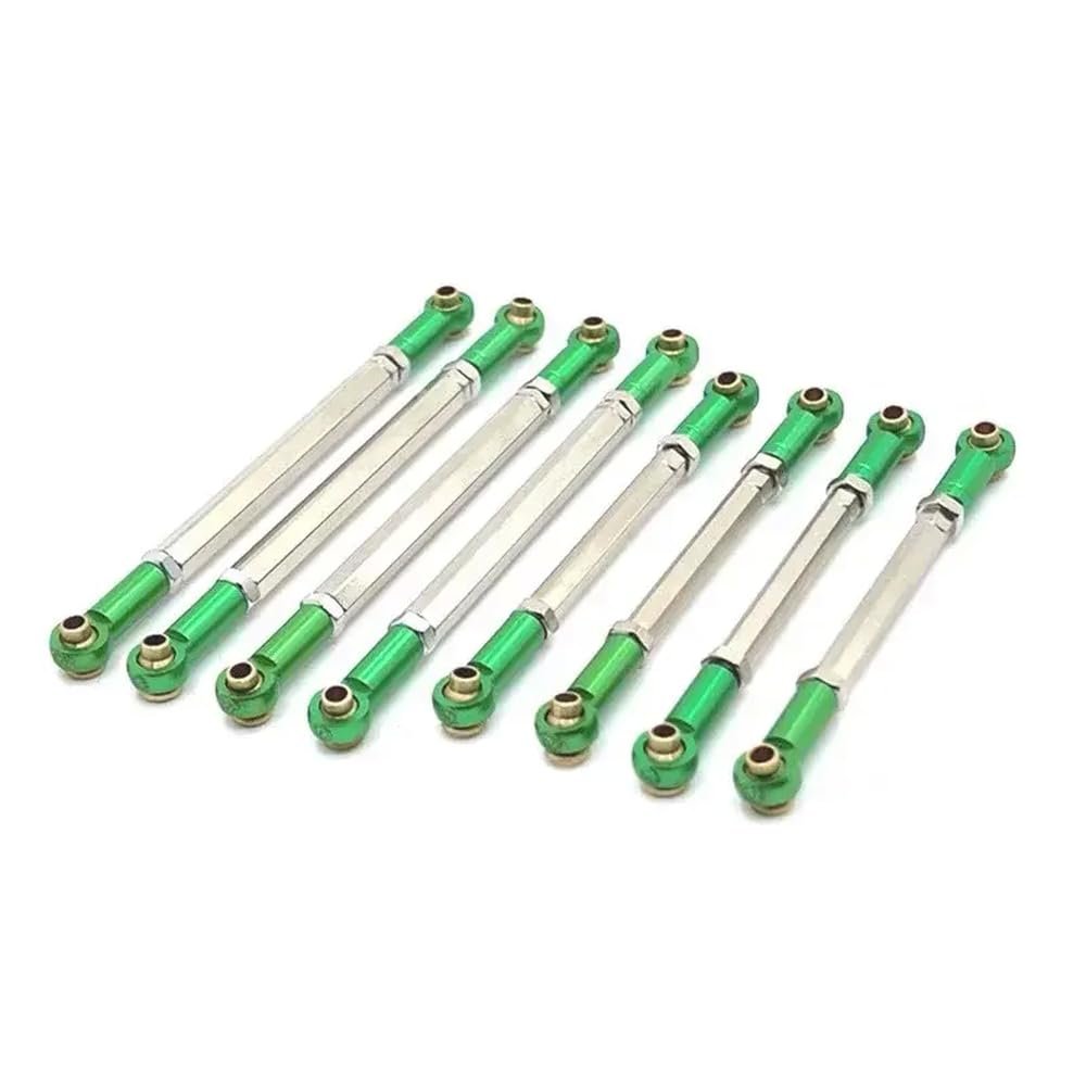 8pcs RC Car Metal Adjustable Chassis Linkage Set Compatible with 1 12 Scale MN128 Model Upgrade Parts Compatible with MN Series Vehicles(Green)