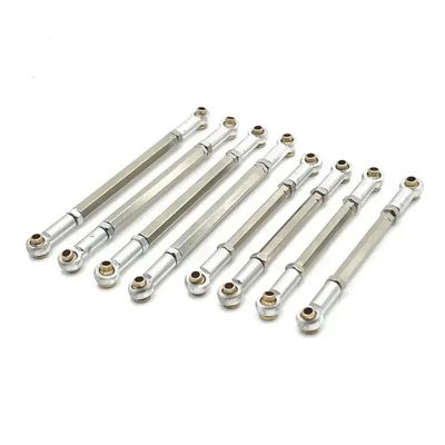8pcs RC Car Metal Adjustable Chassis Linkage Set Compatible with 1 12 Scale MN128 Model Upgrade Parts Compatible with MN Series Vehicles(Silver)