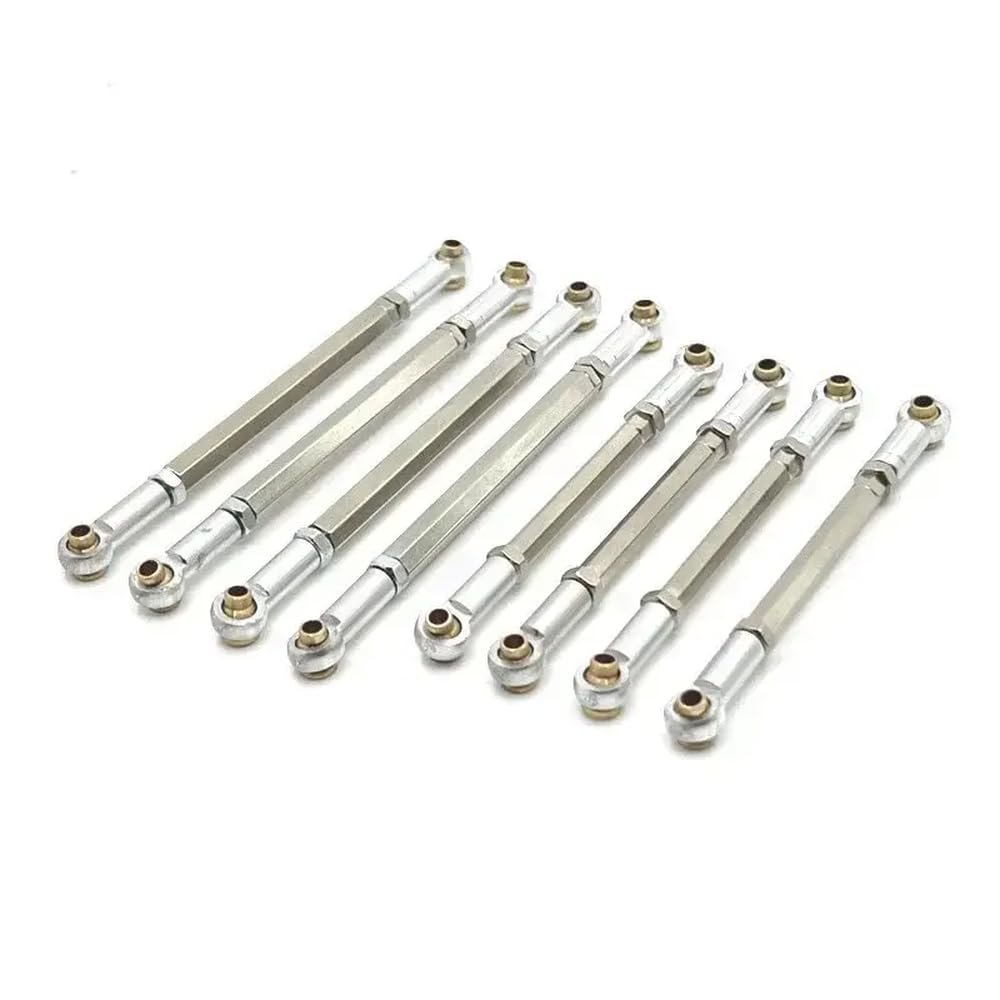 8pcs RC Car Metal Adjustable Chassis Linkage Set Compatible with 1 12 Scale MN128 Model Upgrade Parts Compatible with MN Series Vehicles(Silver)