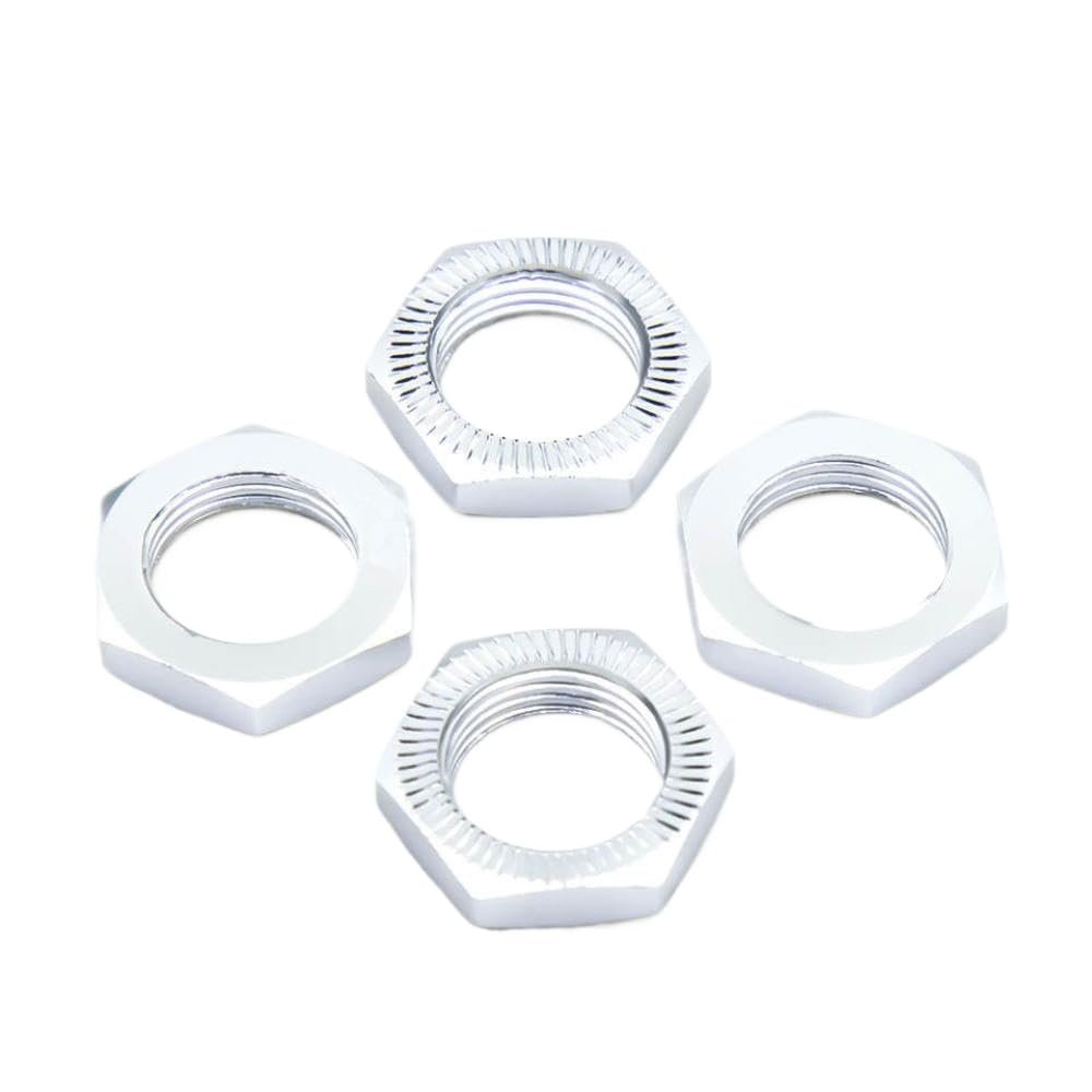 4Pcs 17mm Wheel Hex Hub Nuts Mount Compatible with 1 8 Scale RC Crawler Car Upgrade Parts 77086 4 Fits 1 8 RC Models(Silver)