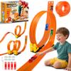 Flexible Race Track Toys for Kids: 15 Ft Rolls Up DIY Racetrack with 4 Cars & 10 Suction Cups - Compatible with Hot Wheels and Diecast 1/64th Cars - Birthday Gifts for Age 3-8 Years Old Boys Girls view 1
