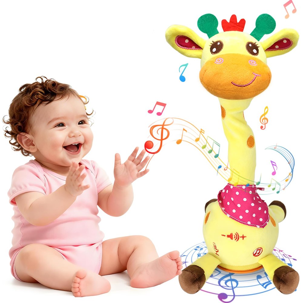 Hunfur Talking Dancing Giraffe Baby Toys for 3-18 Months, Singing Recording Repeats What You Say with Glowing Light, Funny Gift for Toddlers 1-3 Year Old, Boys Girls Tummy Time Toys