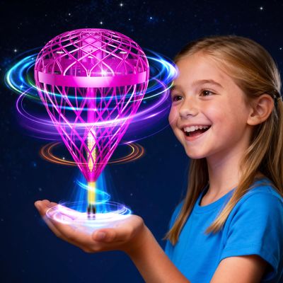 wow97e Hand Controlled Flying Orb Ball for Kids, Indoor & Outdoor Hover Toy, Toss & Catch Flying Ball with Protective Cage, Rechargeable Family Play Toy