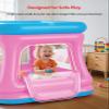 QPAU 3-in-1 Inflatable Bounce House for Toddlers 1-3, Ball Pit & Trampoline, Inflatable Bouncy House with Safety Net, Indoor & Outdoor Bubble Bouncer Baby Play YardBlue & Pink view 4