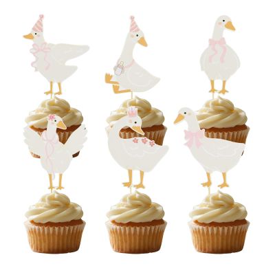 30pcs Silly Goose Cupcake Toppers, Cute Cake Topper Silly Goose Baby Shower Decorations Cupcake Picks Birthday Party Supplies for Boys Girls Cake Decorations