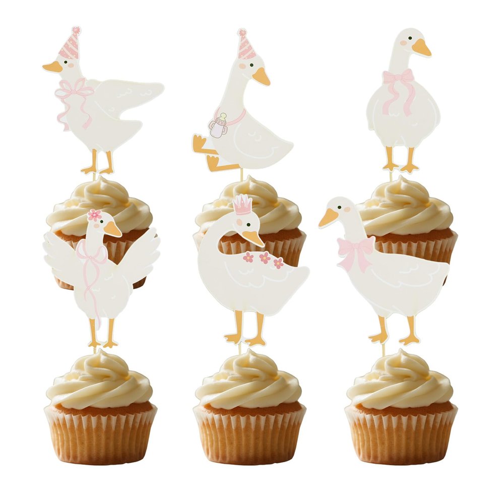 30pcs Silly Goose Cupcake Toppers, Cute Cake Topper Silly Goose Baby Shower Decorations Cupcake Picks Birthday Party Supplies for Boys Girls Cake Decorations