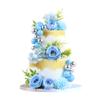 Ercadio 30Pcs Light Blue Artificial Flowers Balls Cake Decorations 3D Flowers with Artificial Leaves Cake Toppers for Baby Boy Birthday Blue Wedding Anniversary Mother's Day Party Cake Decor Supplies view 1