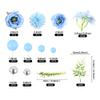 Ercadio 30Pcs Light Blue Artificial Flowers Balls Cake Decorations 3D Flowers with Artificial Leaves Cake Toppers for Baby Boy Birthday Blue Wedding Anniversary Mother's Day Party Cake Decor Supplies view 2